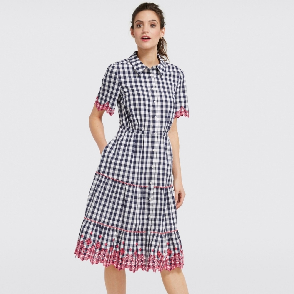 Draper James Check Eyelet Shirt Dress
